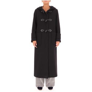 Long black virgin wool coat