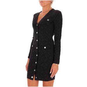 Solfitaggio dress with all-over tone-on-tone Love Birds print