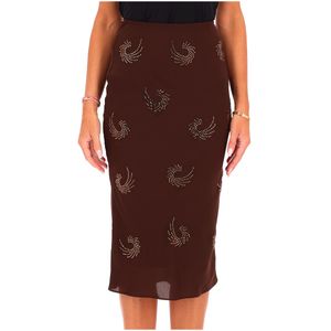 Pavese brown longuette with tone-on-tone spiral rhinestones