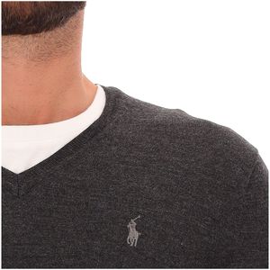 Pullover a V Dark Granite in lana lavabile Slim-Fit