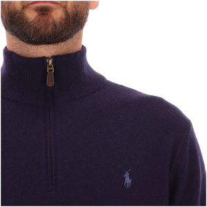 Pullover Hunter Navy in lana con zip