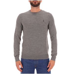 Fawn Grey Crew Neck Washable Wool Slim-Fit Pullover