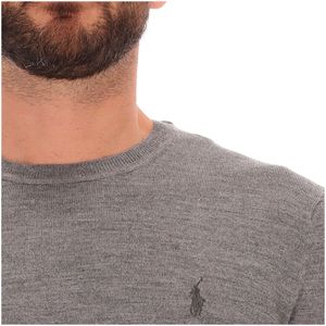 Fawn Grey Crew Neck Washable Wool Slim-Fit Pullover