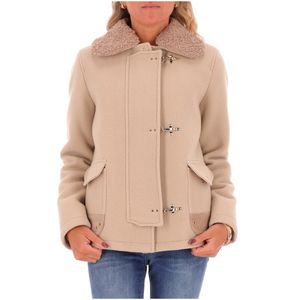 Beige 3-Hook Padded Short Coat