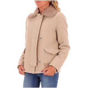 Beige 3-Hook Padded Short Coat