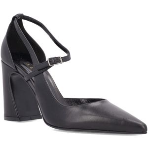 Décolleté nera in pelle con fibbia