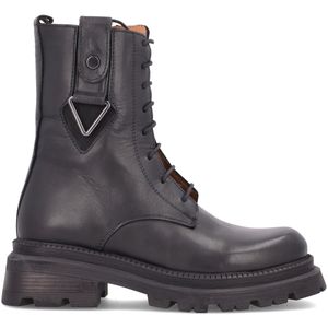Black leather amphibian with zip and laces