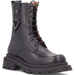 Black leather amphibian with zip and laces