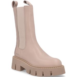 Beige leather ankle boot