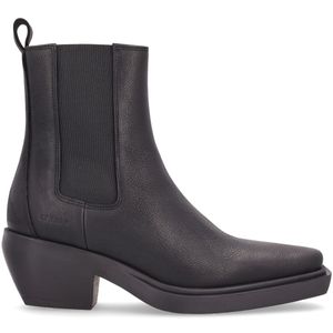 Black shiny leather ankle boot