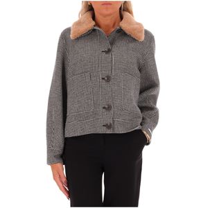 Morris jacket in houndstooth with faux fur collar