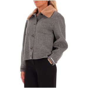 Morris jacket in houndstooth with faux fur collar