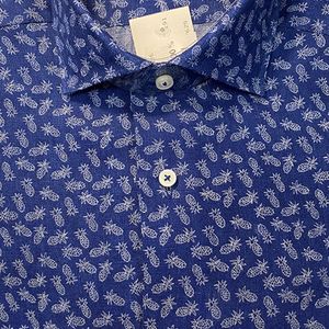 Blue shirt with mini flowers