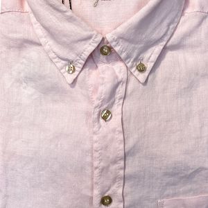 Camicia in lino rosa con taschino