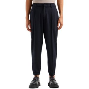 Pantaloni neri in misto cotone con piega stirata