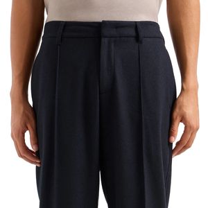 Pantaloni neri in misto cotone con piega stirata