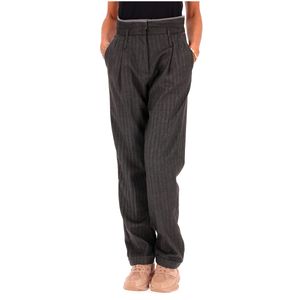 Pantalone chevron grigio con risvolto