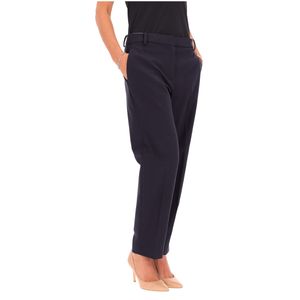 Pantalone in viscosa blu con piega