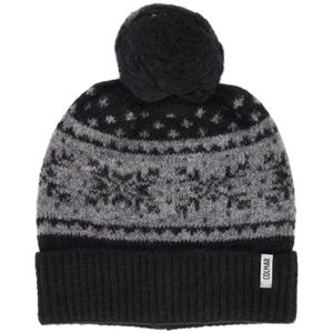 Cuffia in misto lana ed acrilica con pompon