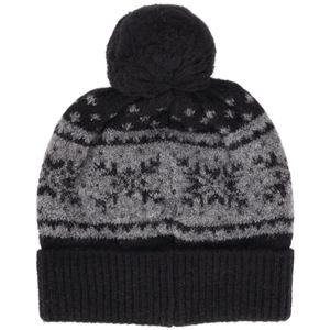 Cuffia in misto lana ed acrilica con pompon