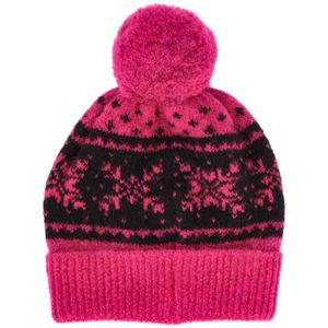 Cuffia in misto lana ed acrilica con pompon