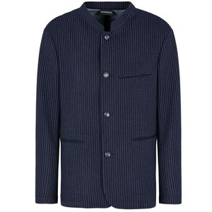 Pinstripe jacket with guru collar