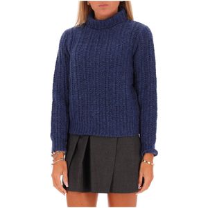 Blue wool blend turtleneck sweater