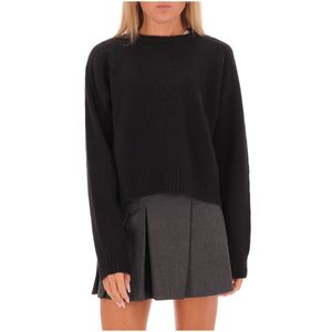 Wool Blend Cardigan with Crew Neck