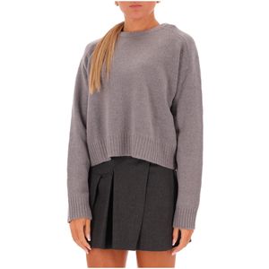 Wool Blend Cardigan with Crew Neck