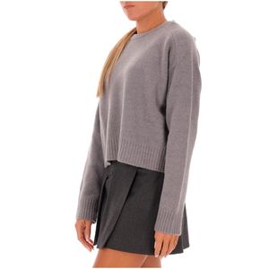 Wool Blend Cardigan with Crew Neck