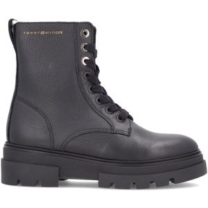 Black ankle boot with zip and logo slider