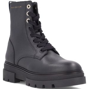 Black ankle boot with zip and logo slider