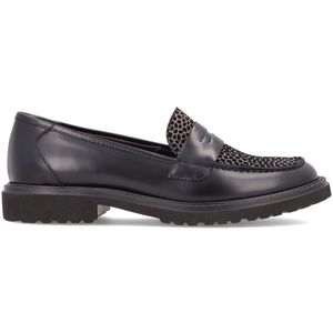 Mocassino nero con punta animalier