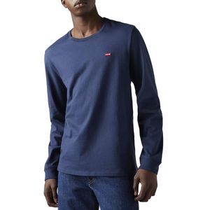 Long-sleeved blue cotton shirt