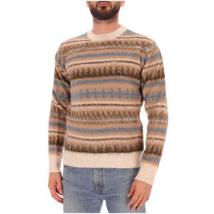 Maglione in lana con stampa geometrica a righe orizzontali