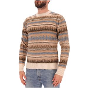 Maglione in lana con stampa geometrica a righe orizzontali