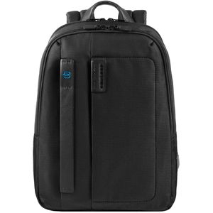 Leather and fabric laptop backpack