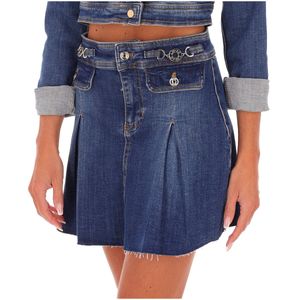 Gonna in jeans blu con tasche
