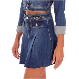 Gonna in jeans blu con tasche
