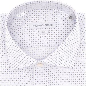 White Slim Shirt with All-Over Pattern