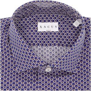 Slim fit blue printed cotton shirt