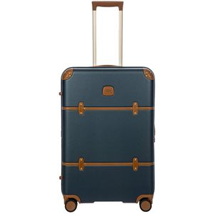 Trolley medio Bellagio blu e cuoio 48x70x27cm