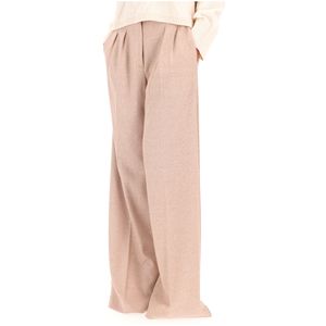 Pantaloni a vita alta spigati beige