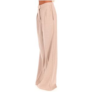 Pantaloni a vita alta spigati beige