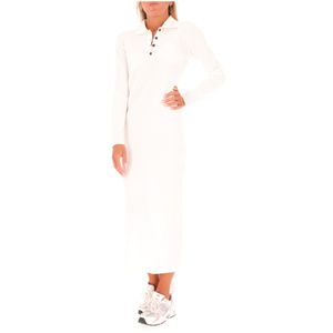 Long cream dress in ribbed viscose