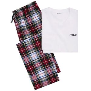 White tartan print pyjamas