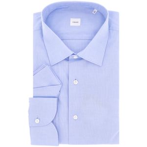 Camicia azzurra a pois in cotone