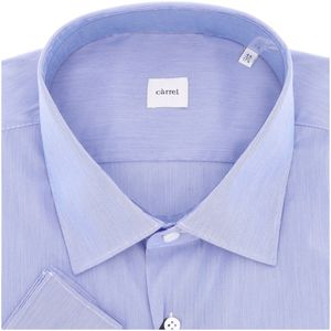 Camicia azzurra in misto cotone con pochette