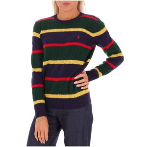 Striped Cable Knit Sweater in Wool and Cashmere