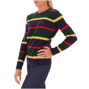 Striped Cable Knit Sweater in Wool and Cashmere